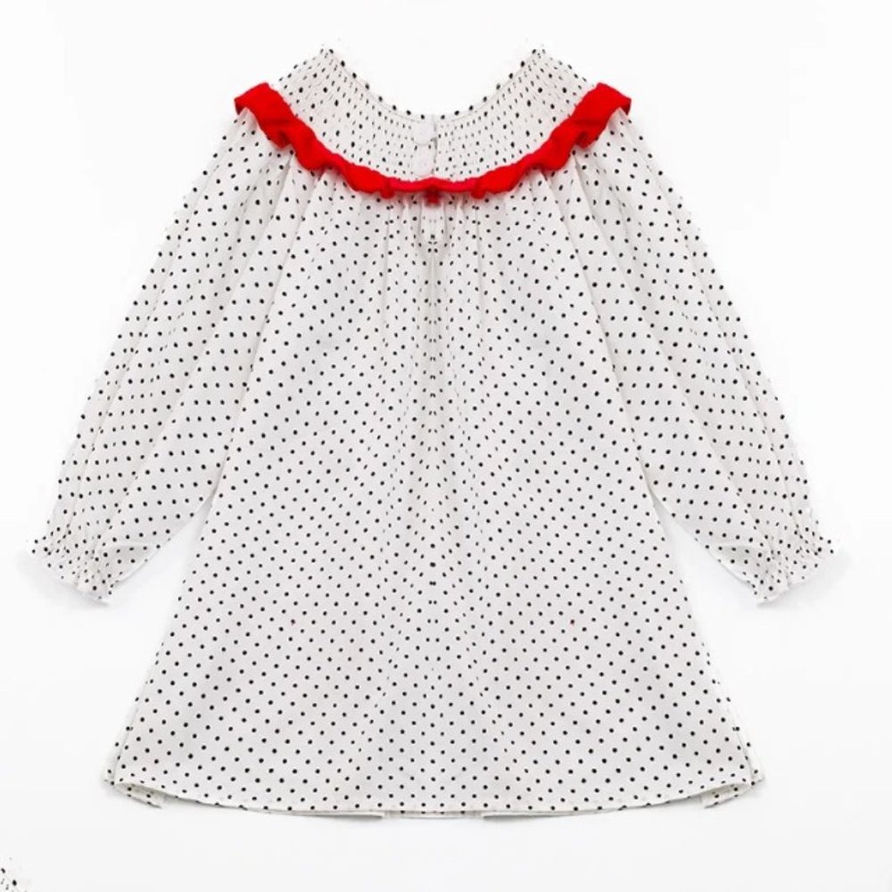 Valentine's Day Smocked Sequin Heart Long Sleeve Dress - Picture 5 of 6
